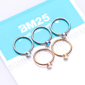 Detail View 1 of 5 Pcs of Assorted Color Fire Opal Sparkle Bezel Set Bendable Hoop Ring Package